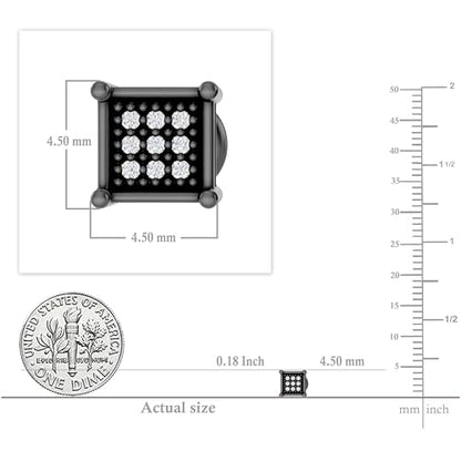 Dazzlingrock Natural Round White Diamond Square Shaped Unisex Stud Earrings | 0.06 Ctw | 925 Sterling Silver - color: Black Plated 925 Sterling Silver, size: Screw Back