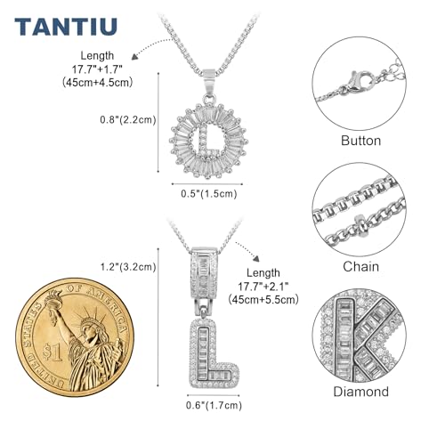14K Gold Plated Alphabet Necklace Cubic Zirconia Letter Pendant, Personalized Name Jewelry Gift for Women, Customizable A-Z, Birthday/Mothers Day Gifts for Womens - color: White Gold, style: Style-L