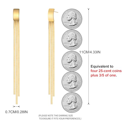 Long Tassel Dangle Drop Earrings, Silver/Gold Cz Chain Earrings for Women Fringe Geometric Bar Drop Formal Earrings Prom Party Lightweight Jewelry Gifts - color: A