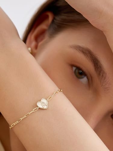 Gold Initial Bracelet For Women, 14k Gold Letter Bracelets | Adjustable Stacking Bracelets Jewelry Gift For Women, Valentines Mother Christmas Jewelry for Women Her 6.5-8 Inch - color: K