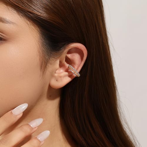 Ear Cuff for Women,Non Piercing Huggie Ear Cuff Earrings | Non Piercing Vintage Adjustable Ear Cuff Earrings Clip On Cartilage Ear Jewelry - style: Gold