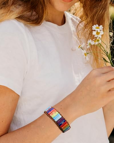 Boho Leather Wrap Bracelet for Women Handmade Colorful Natural Stone Beaded BraceletAdjustable Bohemian Beach Vacation Jewelry Gift