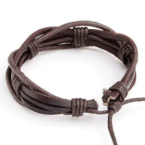 Leather Braided Bracelet Cuff Wrap Wristband for Men Women Adjustable - color: E:6pcs