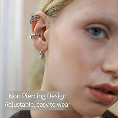 ChicSilver 925 Sterling Silver Ear Cuffs Non-Piercing Cartilage Earrings: Various Styles, Conch Cuffs (with Gift Box) - style: D: Octopus Cuff