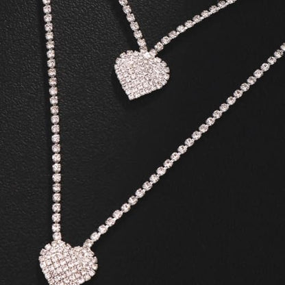 Rhinestone Heart Body Chain Sparkling CZ Paved Heart Choker Nipple Noose Body Chains Sexy Non Piercing Fake Nipple Rings Bra Chest Chains Summer Beach Bikini Nightclub Body Jewelry