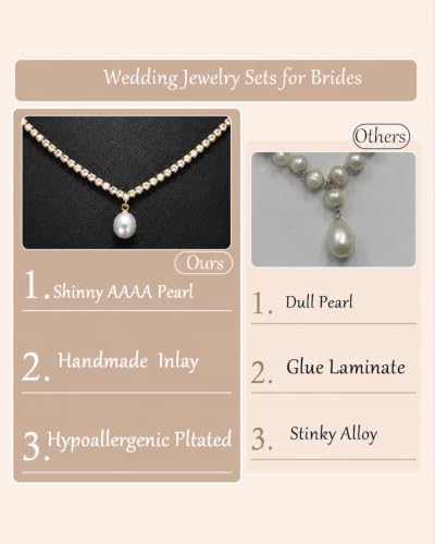 STONEFANS Gold/Silver Jewelry Sets for Women - Dainty Silver Rhinestone Necklace Earring Set Crystal Wedding Jewelry Sets for Brides Prom Accessories Bridesmaid Gifts - color: Pearl-Gold