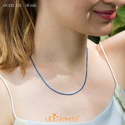 555Jewelry 1.2mm Stainless Steel Snake Chain Necklace for Men & Women, 16-28 Inch - color: Blue