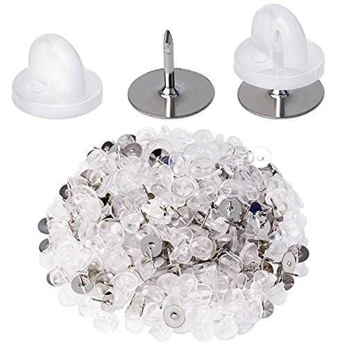 400pcs PVC Rubber Pin Backs Heliltd Butterfly Clutch Pins Tie Tacks Blank Pins for Uniform Badges Backing Holder Clasp Lapel Pin Enamel Pins(200 Sets, Clear) - color: Clear