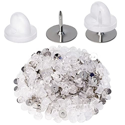 400pcs PVC Rubber Pin Backs Heliltd Butterfly Clutch Pins Tie Tacks Blank Pins for Uniform Badges Backing Holder Clasp Lapel Pin Enamel Pins(200 Sets, Clear) - color: Clear