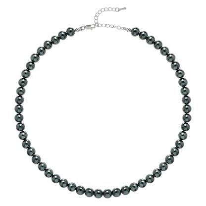 BABEYOND Round Imitation Pearl Necklace Wedding Pearl Necklace for Brides - color: Grey Green, size: 8mm