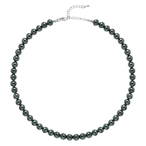 BABEYOND Round Imitation Pearl Necklace Wedding Pearl Necklace for Brides - color: Grey Green, size: 8mm
