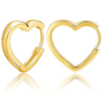 Me&Hz Gold Huggie Earrings Small Huggie Hoop Earrings for Women 14K Gold Plated Hypoallergenic Cubic Zirconia Huggies Mini Silver Hoop Earring for Women - color: Heart, Gold