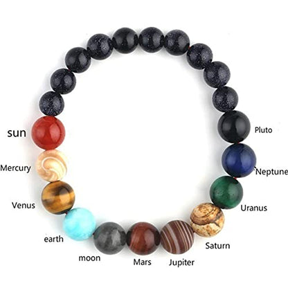 ONLYJUMP Planet Bracelet Solar System Universe Galaxy Bracelet Handmade Natural Stone Bead Bracelet String Adjustable Astronomy Gifts Bangle for Women Men - color: Night Sky Planet