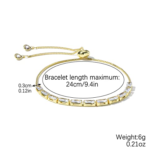 Todenb Gold Tennis Bracelets for Women Cubic Zirconia Tennis Bracelet Adjustable Gold Chain Womens Tennis Bracelet Colorful Crystal Ankle Bracelet Summer Beach Body Jewelry