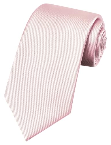GUSLESON 3.15"（8cm） Solid Color Necktie and Pocket Square Cufflinks Sets For Men + Gift Box - color: Blush Pink