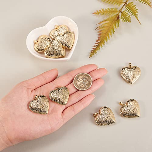 LiQunSweet 10 Pcs Sweet Heart Pendant Brass Locket Box Charms Photo Frame Memorial Collection Charms for Necklaces Jewelry Making - 29x28.5mm - color: Heart Locket Pendant_29x28.5mm