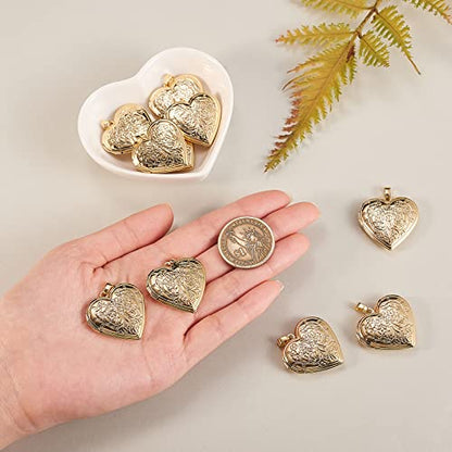 LiQunSweet 10 Pcs Sweet Heart Pendant Brass Locket Box Charms Photo Frame Memorial Collection Charms for Necklaces Jewelry Making - 29x28.5mm - color: Heart Locket Pendant_29x28.5mm