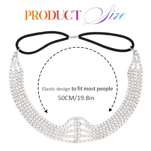 GORTIN Rhinestones Head Chain Crystal Headband Headpiece Sparkle Bridal Wedding Hair Chain Prom Hair Accessories for Women (Silver) - color: Silver