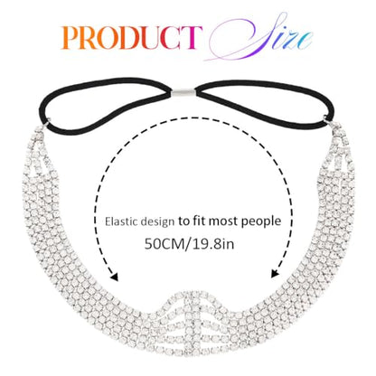 GORTIN Rhinestones Head Chain Crystal Headband Headpiece Sparkle Bridal Wedding Hair Chain Prom Hair Accessories for Women (Silver) - color: Silver