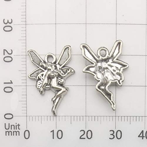 iloveDIYbeads 100g (66pcs) Craft Supplies Antique Silver Wings Angel Fairy Charms Pendants for Crafting, Jewelry Findings Making Accessory for DIY Necklace Bracelet (M151) - color: Angel charms