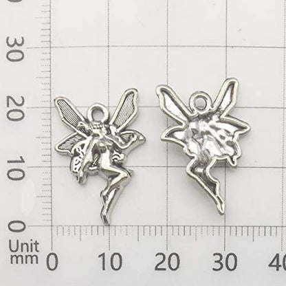 iloveDIYbeads 100g (66pcs) Craft Supplies Antique Silver Wings Angel Fairy Charms Pendants for Crafting, Jewelry Findings Making Accessory for DIY Necklace Bracelet (M151) - color: Angel charms