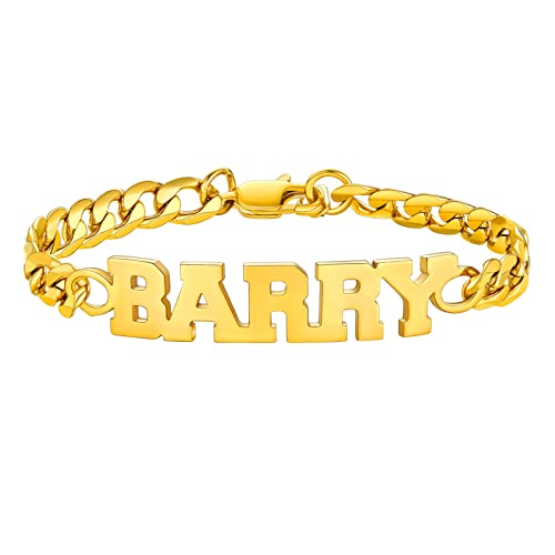 PROSTEEL Bracelets for Men, Figaro/Cuban Mens Bracelet, Silver/Gold/Black | 6/9/13mm Width, 7.5/8.3/9" Length, Stainless Steel Mens Bracelet, Durable & Non Tarnish, Chunky Jewelry with Gift Box - style: H 6mm-Cuban-Gold-Custom
