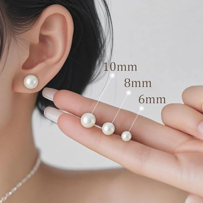 Natural Freshwater Cultured Pearl Stud Earrings, AAAA+Handpicked, Sterling Silver 18K Gold Plated Hypoallergenic Earring Studs Jewelry For Women - color: Milk white, size: 12mm