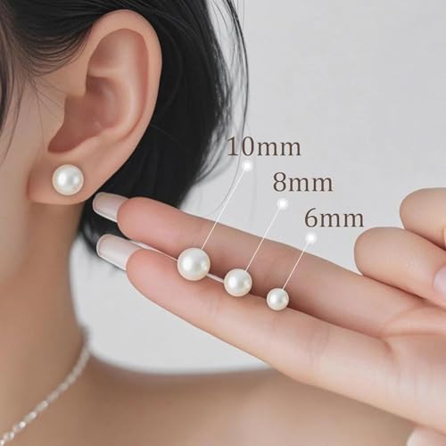 Natural Freshwater Cultured Pearl Stud Earrings, AAAA+Handpicked, Sterling Silver 18K Gold Plated Hypoallergenic Earring Studs Jewelry For Women - color: Milk white, size: 10mm