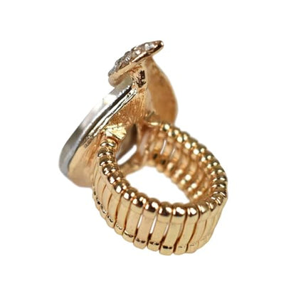 NYFASHION101 Radiant Teardrop Stone Adjustable Cocktail Statement Ring - color: Curvy Clear/Gold-Tone