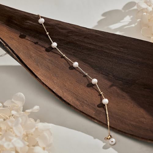 Pearl Bracelets for Women, 14k Gold Plated Dainty Beaded Bracelets Stack Link Chain Charm Bracelets Set Layered Tiny Jewelry for Women Christmas Gifts - style: GD-4