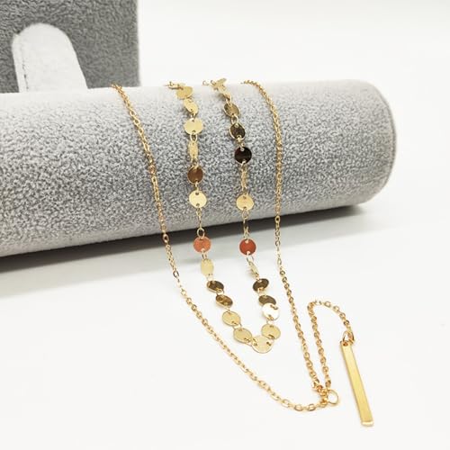 14K Gold Plated Y Necklace for Women – Dainty Lariat Long Pendant Chain, Layered Drop Necklace for V Neck Dress, Simple Sexy Cleavage Jewelry Gifts for Women - color: Gold - Double layered - Sugar cube