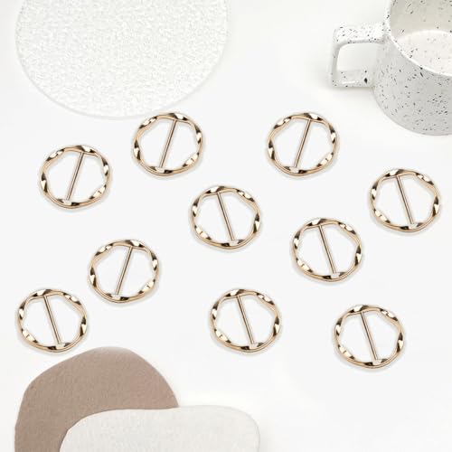 18Pcs Shirt Ties Clips for Women Silk Scarf Ring Clip T-Shirt Buckle Ring Clip Metal Round Circle Clip Clothes Clip - color: Gold