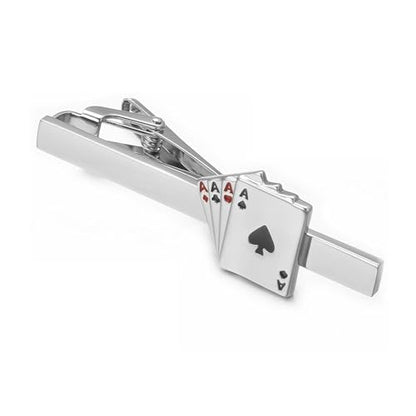 Yoursfs Personalized Stationery Series Tie Clips For Men Novelty Ruler/Pen Tie Clips Unique 18K Gold Plated/Silver Stainless Steel Tie Clip Jewelry For Father Husband Suitable For Daily - style: Sliver Poker Tie Clips