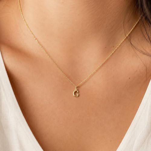 Gold Puffed Initial Letter Charm - 10 Karat Gold - 3D Bubble Letter Pendant - style: Letter g