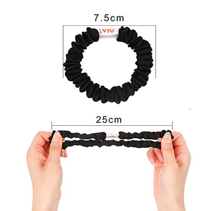 Hair Ties Silk Satin Scrunchies - Small Mini Thin Elestics Ponytail Holder Hair Bands Skinny Scrunchy For Thick Curl Hair No Crease Hair Ties Soft Accessories No Hurt Your Hair for Women and Girls (White Leopard Black) - color: White Leopard Black
