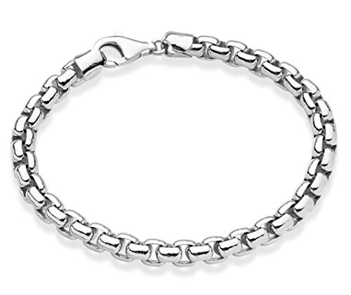 Miabella Solid 925 Sterling Silver Italian 6.5mm Square Rolo Link Round Box Chain Bracelet for Men, Made in Italy - color: sterling silver, size: Length 7.5 Inches (Small)
