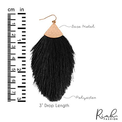 Bohemian Silky Thread Fan Fringe Tassel Statement Earrings - Lightweight Strand Feather Shape Dangles - color: Feather Fringe - Purple