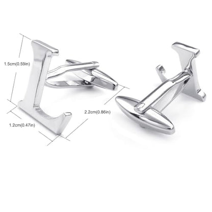 HONEY BEAR Initial Letter Cufflinks for Men Wedding Business | Personalized, Tarnish-Resistant, Steel-Plated Copper Base, Gift Box, for Groomsmen, Father, Husband, Anniversary - style: L Silver