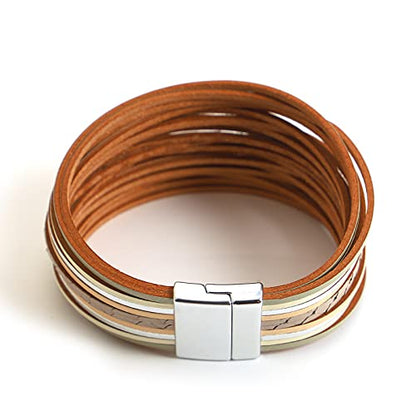 hotoo Leather Wrap Bracelet for Women - color: White Leather Bracelets