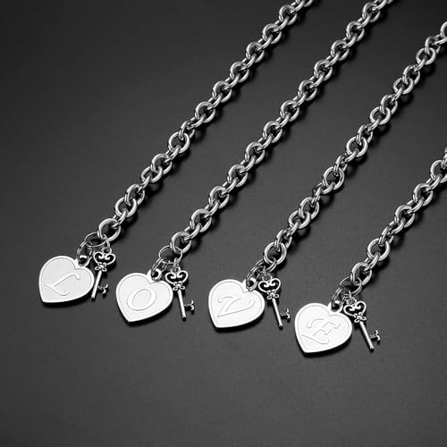 M MOOHAM Heart Initial Bracelets for Girls Women - Engraved 26 Letters Initial Charms Bracelet Stainless Steel Bracelet Birthday Christmas Jewelry Gift for Women Teen Girls - style: M - Heart