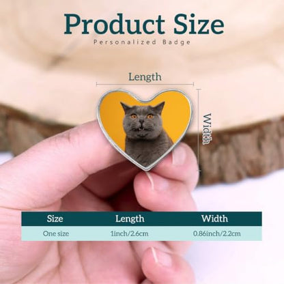 Custom Pins with Logo - Customized Buttons for men Women Customized pin - color: Heart and Silver