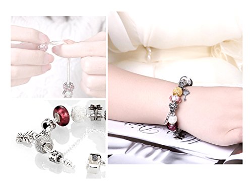 Alloy Dangle Spacer Beads Bails Connector with Multistyle Pendant Charm Dangler for DIY Bracelet Necklace Jewelry Making Accessaries(40pcs,Tibetan Silver Tone) - color: Tibetan Silver Tone