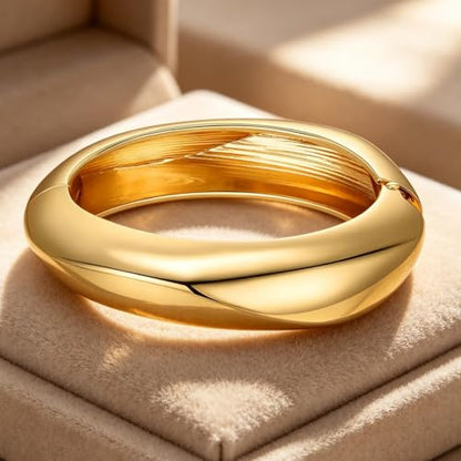 Gold Bracelets for Women Trendy Silver Bangle Cuff Bracelet Jewelry Gifts | Adjustable Size, 14K Gold Plated Chunky Bracelet - color: Gold - Style B