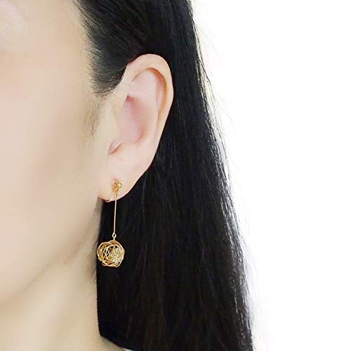 Drop Cubic Zirconia Invisible Clip On Earrings for Women Not Pierced Gold Teardrop Sqaure CZ Crystal Dangle Gold Silver Comfortable Clip On Earrings Bridal Wedding Prom - color: Mesh Ball