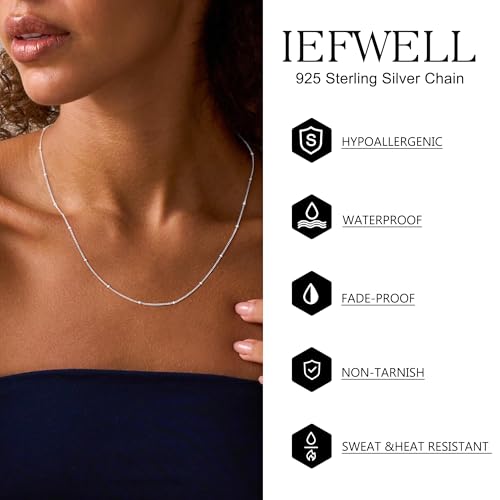 IIEFWELL S925 Sterling Silver Chain Necklace for Women - 1.2/0.8mm Satellite Bead Cable Box Chains Necklace Set, Hypoallergenic Sturdy Women's Silver Chain Necklaces, 16/18/20/22 Inches Jewelry Gifts - color: Box + Satellite, size: 16 Inch (Women's Choker