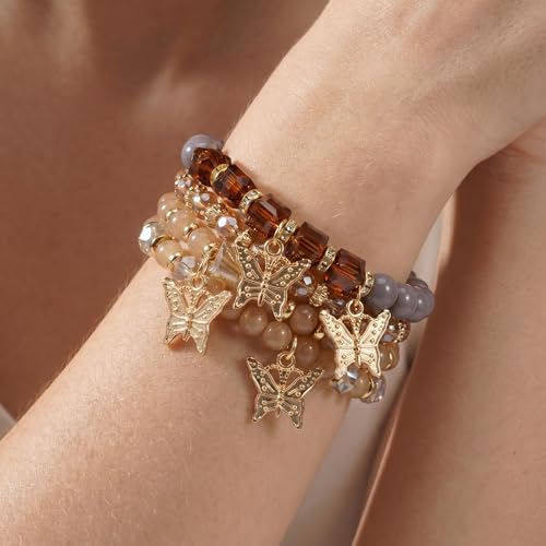 Boho Wooden Beads Bracelets Bohemian Bracelet Stack for Men Women Wood Beaded Bracelet Set - color: P