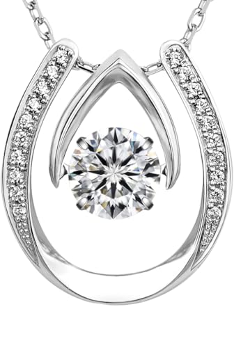 ARINZA Moissanite Necklace for Women, 1 Ct 925 Sterling Silver Dancing Stone Pendant, 18+2 Inch Chain, Valentine’s Day Christmas Gift for Her, Wife, Mom, Anniversary, Birthday - color: 6 2-IN-1 Wishbone