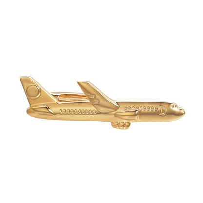 Yoursfs Cool Airplane Tie Clips For Men Personalized Skinny Stainless Steel Aircraft Tie Clasp For Mens Accessories Jewelry Gift - style: Gold Airplane