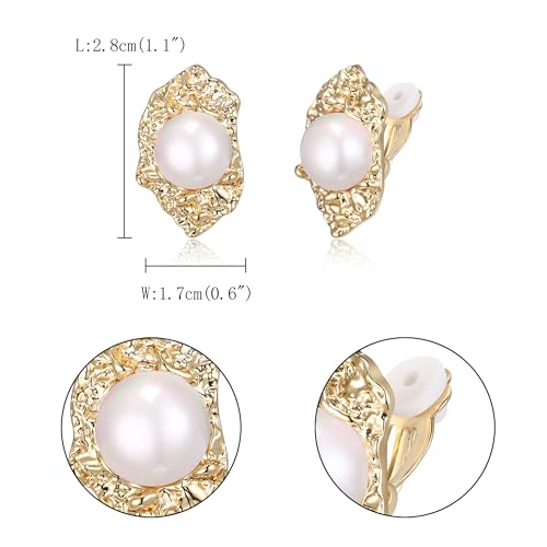 FANZE 2 Pairs Matte Gold Sliver Clip on Earrings for Women No Piercing | No Piercing Button Earring Comfortable Fashion Jewelry Gift - color: Set-13