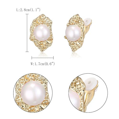 FANZE 2 Pairs Matte Gold Sliver Clip on Earrings for Women No Piercing | No Piercing Button Earring Comfortable Fashion Jewelry Gift - color: Set-13